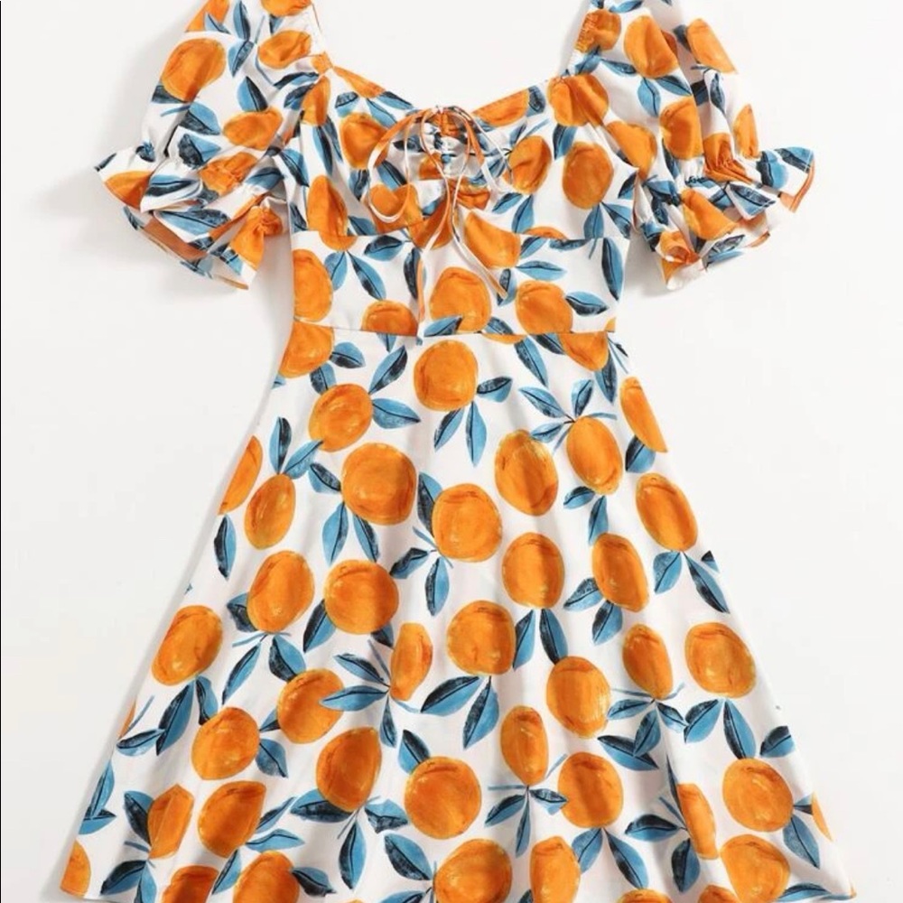 Orange printed Milkmaid dress